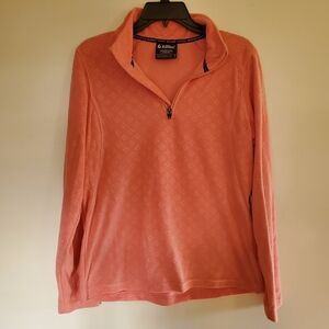 Killtec Fleece Layer Quarter Zip Pullover Salmon Pink Textured Warm Sweater 10